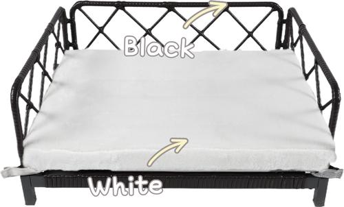 Show full view: Zeus & Ruta Rattan Sofa Dog Bed, 25 x 19 x 13-in, Dark Blue/White slide 5 of 8