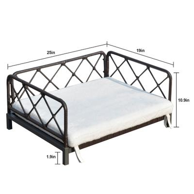 Show full view: Zeus & Ruta Rattan Sofa Dog Bed, 25 x 19 x 13-in, Dark Blue/White slide 4 of 8