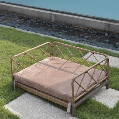 Show full view: Zeus & Ruta Rattan Sofa Dog Bed, 25 x 19 x 13-in, Grey/Brown slide 3 of 7