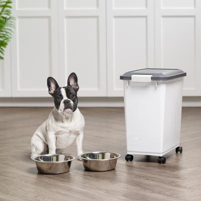 Show full view: IRIS WeatherPro Airtight Dog, Cat & Bird with Scoop Food Storage Container, 30-lb, White slide 3 of 10