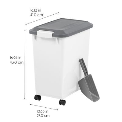 Show full view: IRIS WeatherPro Airtight Dog, Cat & Bird with Scoop Food Storage Container, 30-lb, White slide 4 of 10