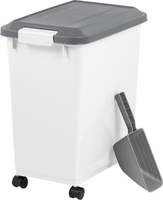 Show full view: IRIS WeatherPro Airtight Dog, Cat & Bird with Scoop Food Storage Container, 30-lb, White slide 2 of 10