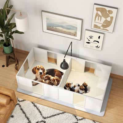 Show full view: Zeus & Ruta Small & Medium Breed Dog Whelping Box, Grey, 51.2 x 51.2 x 18.9-in slide 3 of 7