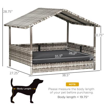 Show full view: Zeus & Ruta Wicker Outdoor Dog Bed, Black/Blue, 100 x 51.2 x 18.9-in slide 2 of 5