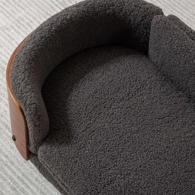 Show full view: Zeus & Ruta Bulldog Dog Bed, Grey/Walnut, 26.38 x 15.75 x 10.24-in slide 3 of 7