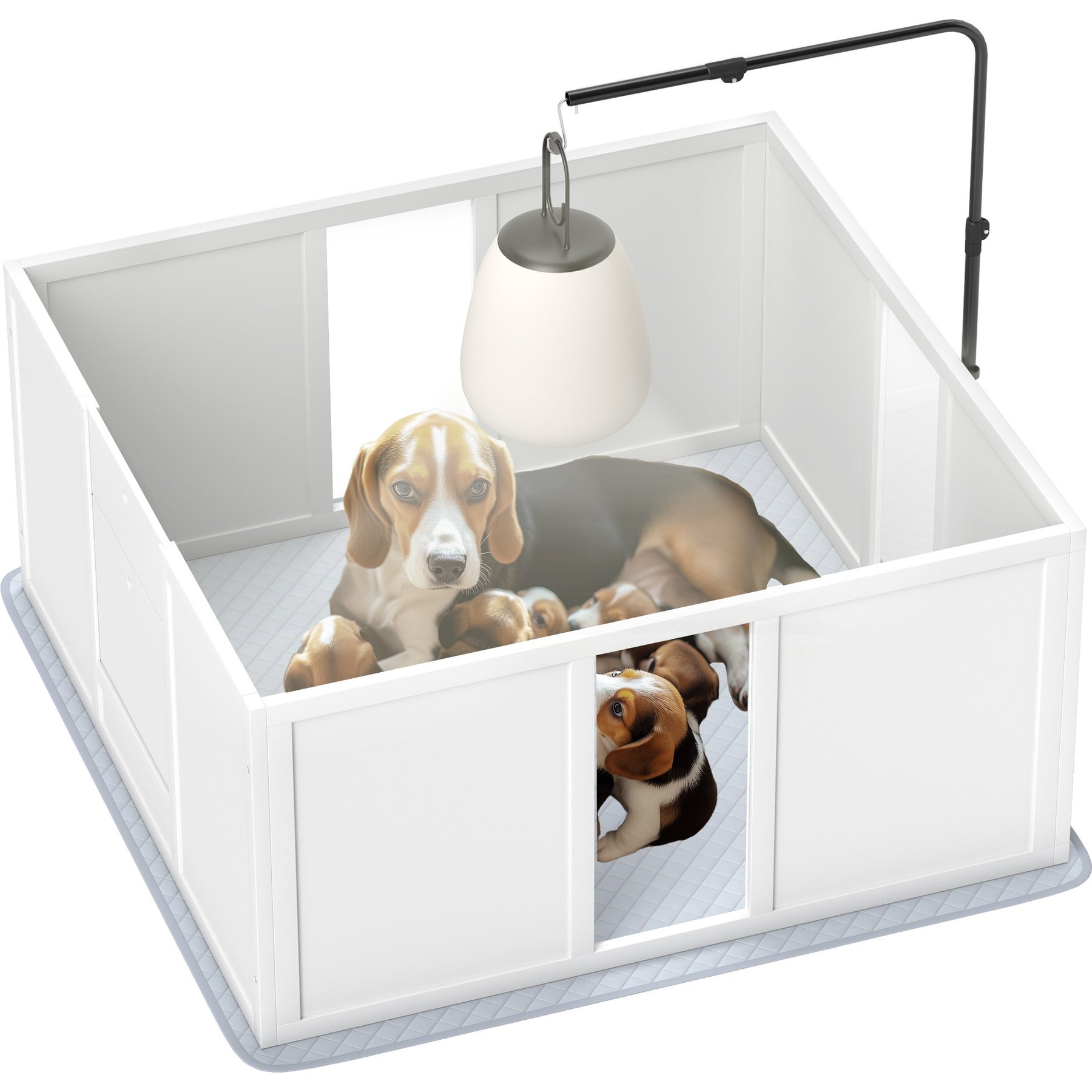 Zeus & Ruta Small & Medium Breed Dog Whelping Box, White, 30 x 17.75 x 16.25-in