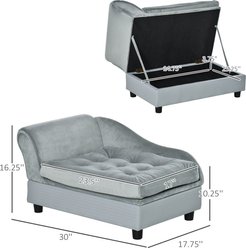Zeus & Ruta Fancy Dog Couch Bed with Hidden Storage, Gray, 30 x 17.75 x 16.25-in slide 2 of 7