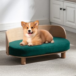Zeus & Ruta Corgi Dog Bed, 25.98 x 15.75 x 10.63-in, Natural/Green