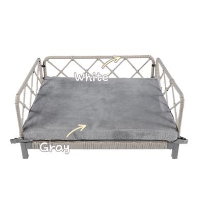 Show full view: Zeus & Ruta Rattan Sofa Dog Bed, 25 x 19 x 13-in, Grey/White slide 6 of 8