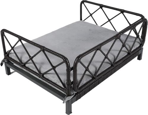 Show full view: Zeus & Ruta Rattan Sofa Dog Bed, 25 x 19 x 13-in, Dark Blue/White slide 8 of 8