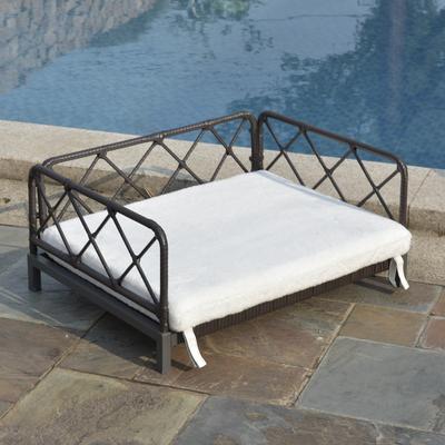 Show full view: Zeus & Ruta Rattan Sofa Dog Bed, 25 x 19 x 13-in, Dark Blue/White slide 3 of 8