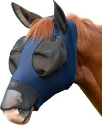WeatherBeeta ComFiTec Luxe Bug Eye Saver Horse Fly Mask with Ears & Nose, Navy/Black, Cob slide 2 of 5