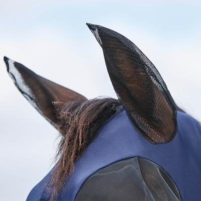 Show full view: WeatherBeeta ComFiTec Luxe Bug Eye Saver Horse Fly Mask with Ears & Nose, Navy/Black, Small Pony slide 2 of 5