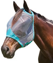 WeatherBeeta ComFiTec Deluxe Fine Mesh Horse Fly Mask, Gray/Turquoise, Full slide 2 of 2