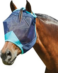 WeatherBeeta ComFiTec Deluxe Fine Mesh Horse Fly Mask, Navy/Turquoise, Small Pony slide 2 of 2