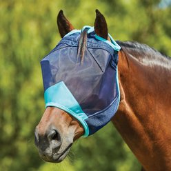 WeatherBeeta ComFiTec Deluxe Fine Mesh Horse Fly Mask, Navy/Turquoise, Warmblood