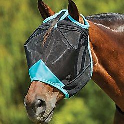 WeatherBeeta ComFiTec Deluxe Fine Mesh Horse Fly Mask, Black/Turquoise, Small Pony
