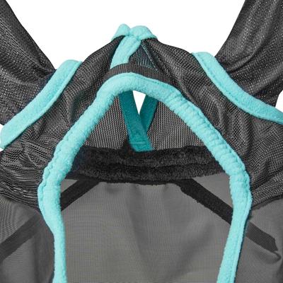 Show full view: WeatherBeeta ComFiTec Deluxe Fine Mesh Horse Fly Mask with Ears & Nose, Black/Turquoise, Full slide 2 of 5