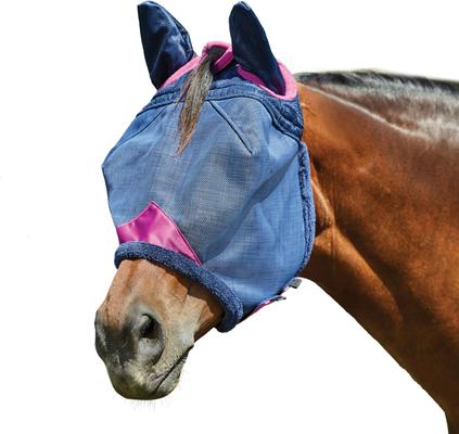 Show full view: WeatherBeeta ComFiTec Deluxe Durable Mesh Horse Fly Mask with Ears, Navy/Purple, Small Pony slide 2 of 3