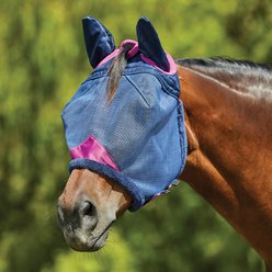 WeatherBeeta ComFiTec Deluxe Durable Mesh Horse Fly Mask with Ears, Navy/Purple, Full