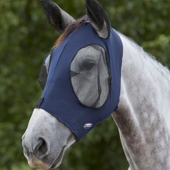 WeatherBeeta Deluxe Stretch Bug Eye Saver Horse Fly Mask with Ears, Navy/Black, Pony