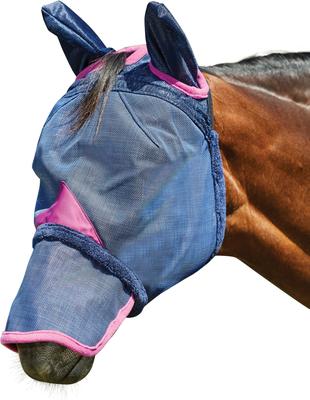 Show full view: WeatherBeeta ComFiTec Deluxe Durable Mesh Horse Fly Mask with Ears & Nose, Navy/Purple, Small Pony slide 2 of 3