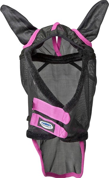 Show full view: WeatherBeeta ComFiTec Deluxe Durable Mesh Horse Fly Mask with Ears & Nose, Black/Purple, Full slide 3 of 5