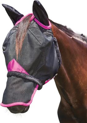 Show full view: WeatherBeeta ComFiTec Deluxe Durable Mesh Horse Fly Mask with Ears & Nose, Black/Purple, Full slide 2 of 5