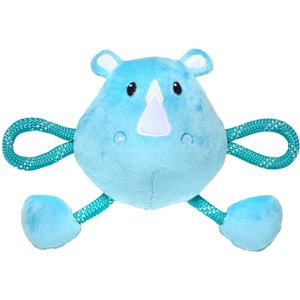 Patchwork Pet Rambo the Rhino Squeaky Dog Rope Tug Toy