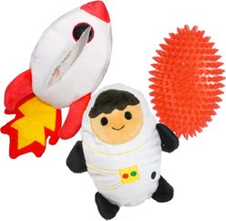 Patchwork Pet Prickles Rocketship with Astronaut Tough Dog Ball