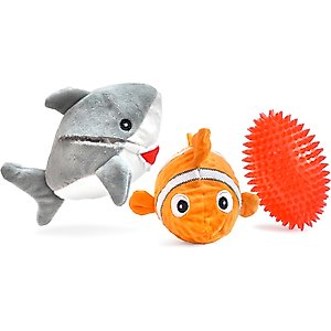 Patchwork Pet Prickles Great White with Fish Tough Dog Ball