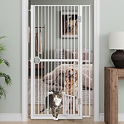 LovMor 61-in Extra Tall Adjustable Width with 4.13-in Extension Dog & Cat Gate, White, 34.3 to 36.7-in