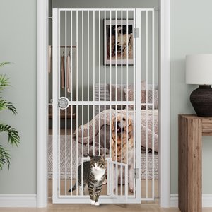 LOVMOR 61-in Extra Tall Adjustable Width Dog & Cat Gate, White