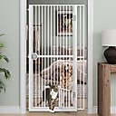 LovMor 61-in Extra Tall Adjustable Width with 4.13-in Extension Dog & Cat Gate, White, 34.3 to 36.7-in