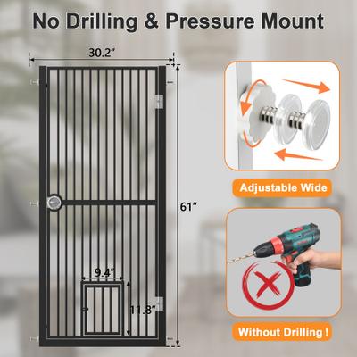 Show full view: LovMor 61-in Extra Tall Adjustable Width Dog & Cat Gate, Black, 30.2 to 32.6-in slide 3 of 10