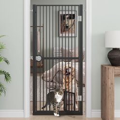 LovMor 61-in Extra Tall Adjustable Width Dog & Cat Gate, Black, 30.2 to 32.6-in