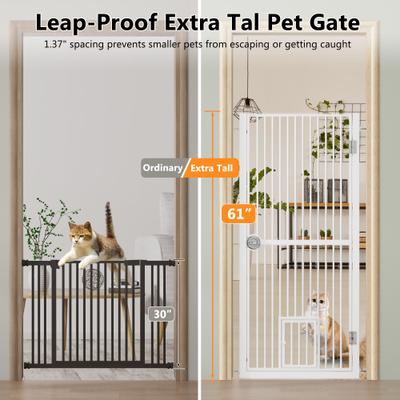 Show full view: LovMor 61-in Extra Tall Adjustable Width Dog & Cat Gate, White, 30.2 to 32.6-in slide 3 of 9