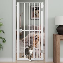 LovMor 61-in Extra Tall Adjustable Width Dog & Cat Gate, White, 30.2 to 32.6-in