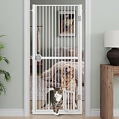 LovMor 61-in Extra Tall Adjustable Width Dog & Cat Gate, White, 30.2 to 32.6-in