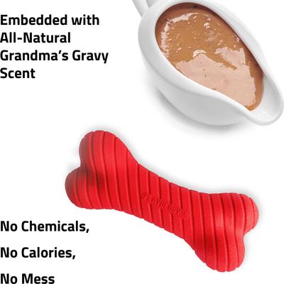Show full view: Playology Christmas Holiday Gravy Scented Dual Layer Bone Dog Toy, Red, Small 2-Pack slide 4 of 6