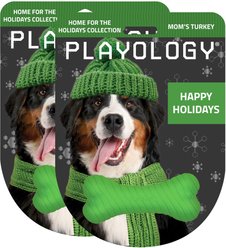 Playology Christmas Holiday Turkey Scented Dual Layer Bone Dog Toy, Green, Small 2-Pack slide 1 of 5