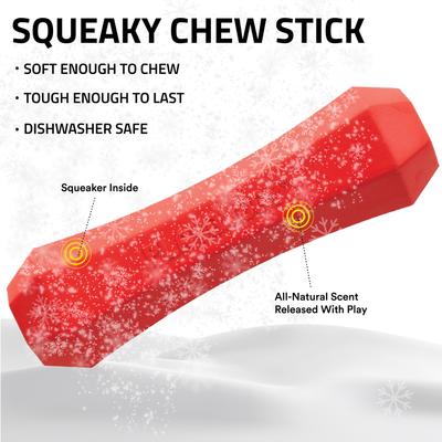 Show full view: Playology Christmas Holiday Gravy Scented Squeaky Chew Stick Dog Toy, Red, Medium slide 2 of 6