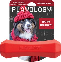 Playology Christmas Holiday Gravy Scented Squeaky Chew Stick Dog Toy, Red, Jumbo