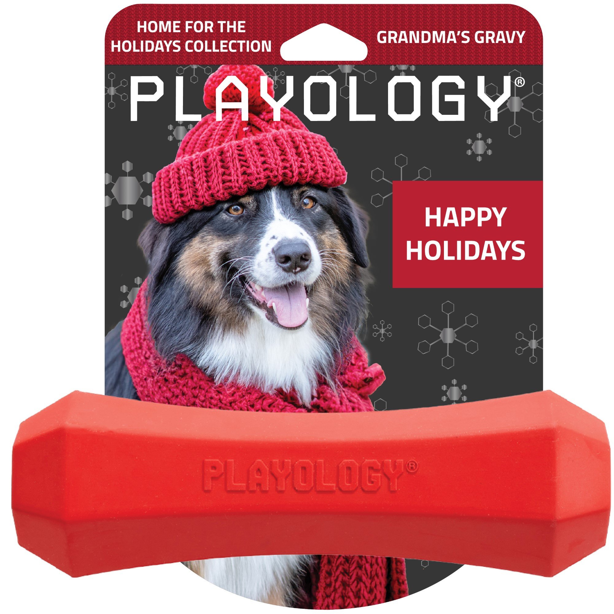 Playology Holiday Gravy Scented Squeaky Chew Stick Dog Toy, Red, Jumbo