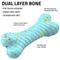 Show in main carousel: Playology Dual Layer Bone Peanut Butter Birthday Cake Tough Dog Chew Toy, Blue, Small slide 2 of 7