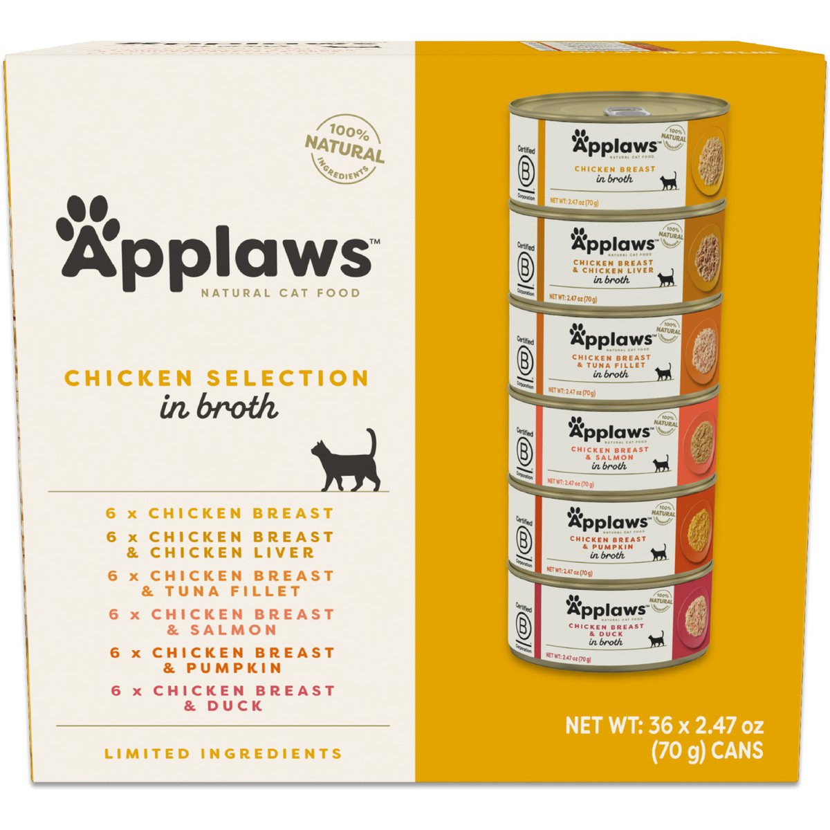 Applaws Chicken Selection in Broth Wet Cat Food, 2.47-oz can, case of 36