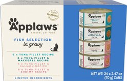 Applaws Fish Selection in Gravy Wet Cat Food, 2.47-oz can, case of 24