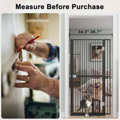 Show full view: LovMor 61-in Extra Tall Adjustable Width with 4.13-in Extension Dog & Cat Gate, Black, 34.3 to 36.7-in slide 6 of 9