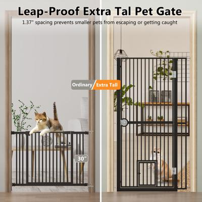 Show full view: LovMor 61-in Extra Tall Adjustable Width with 4.13-in Extension Dog & Cat Gate, Black, 34.3 to 36.7-in slide 3 of 9