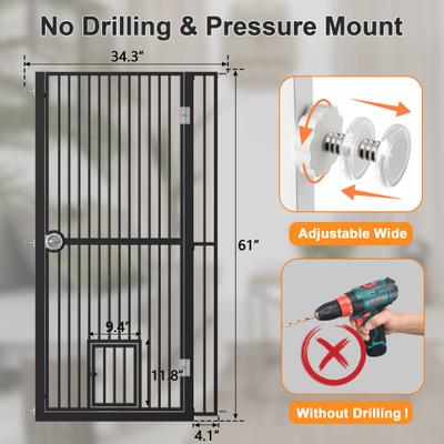 Show full view: LovMor 61-in Extra Tall Adjustable Width with 4.13-in Extension Dog & Cat Gate, Black, 34.3 to 36.7-in slide 2 of 9